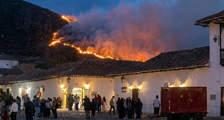 Villa de Leyva declara calamidad pública ante un incendio todavía activo